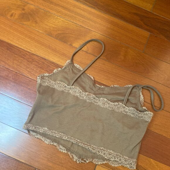 Brown Lace Boho Tank Top Size Medium Cami - Picture 5 of 7